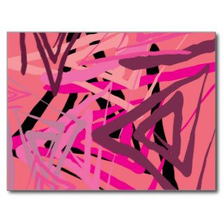 Abstract spiral triangular scratchy paint postcards