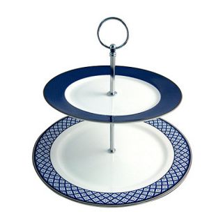 Aynsley China Aston Blue two tier cake stand