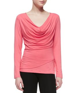 Womens Isla Long Sleeve Jersey Top, Coral Punch   Natori   Coral punch (X 