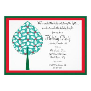 Holly Christmas Tree Christmas Party Invitation