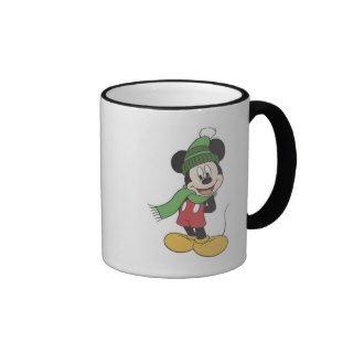 Mickey Mouse in winter clothes scarf knitted hat Mug