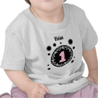 1st Birthday Flowers and Bubbles 1 Year GIRL V39B T Shirts