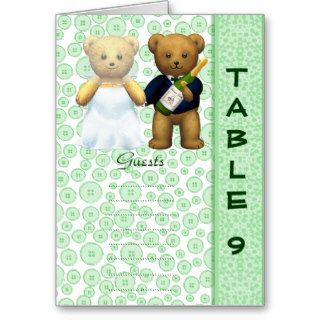 Table 9 number card Apple Teddy bear wedding peom