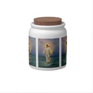 Vintage Religion, Jesus Walking on Water Portrait Candy Jars