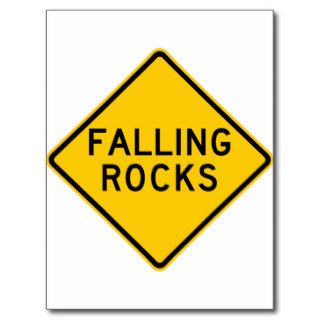 Falling Rocks Zone Highway Sign Postcards