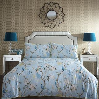 Blue Paradise floral bird pattern bed linen