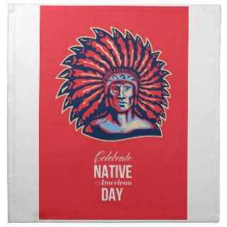 Native American Day Celebration Retro Poster Card Cloth Napkin