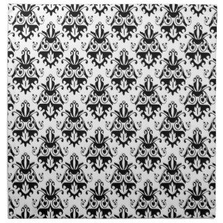 Elegant Black and White Damask Pattern Cloth Napkin