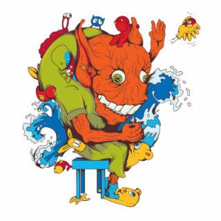 funny water monster vector cartoon character acrylic cut out