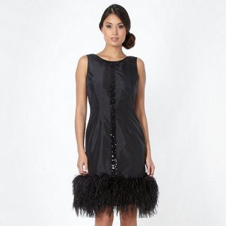 Principles by Ben de Lisi Designer black feather hem flapper dress