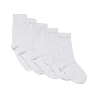 bluezoo Girls pack of five white star and heart patterned socks