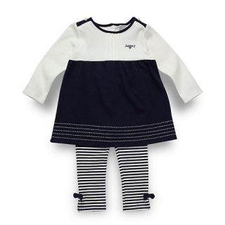 J by Jasper Conran Designer babies navy tunic and striped leggings set
