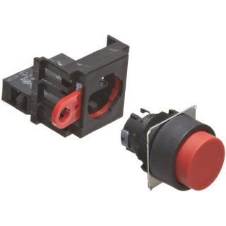 Omron A22 TR 10M Projection Type Pushbutton and Switch, Screw Terminal, IP65 Oil Resistant, Non Lighted, Momentary Operation, Round, Red, Single Pole Single Throw Normally Open Contacts Electronic Component Pushbutton Switches