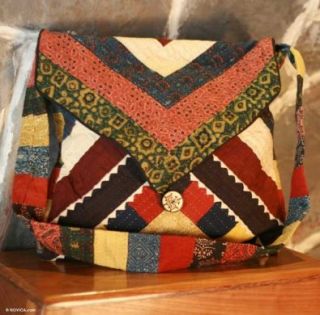 Cotton shoulder bag, 'Patchwork Puzzle' Shoes