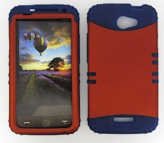 HTC ONE X S720E NON SLIP BURN ORANGE HEAVY DUTY CASE + DARK BLUE GEL SKIN SNAP ON PROTECTOR ACCESSORY Cell Phones & Accessories