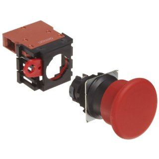 Omron A22 MR 01M Mushroom Type Pushbutton and Switch, Screw Terminal, IP65 Oil Resistant, Non Lighted, Momentary Operation, Round, Red, 40mm Diameter, Single Pole Single Throw Normally Closed Contacts Electronic Component Pushbutton Switches Industrial &