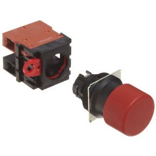 Omron A22 SR 11M Mushroom Type Pushbutton and Switch, Screw Terminal, IP65 Oil Resistant, Non Lighted, Momentary Operation, Round, Red, 30mm Diameter, Single Pole Single Throw Normally Open and Single Pole Single Throw Normally Closed Contacts Electronic 