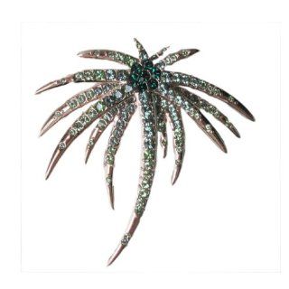 Unique Tropical Holiday Green Coconut Palm Swarovski Crystal Tree Pin Brooch BR117 Brooches And Pins Jewelry