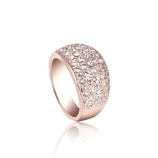 Fashion Plaza 18k Gold Plated Use Swarovski Multi Crystal Wedding Engagement Ring R304 Jewelry