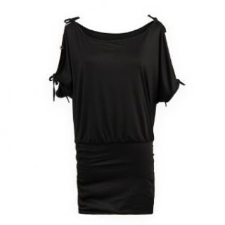 Gamiss Women's Sexy Boat Neck Off Shoulder Bat wing Sleeve Form fitting Mini Dress Womans Off Shoulder Batwing