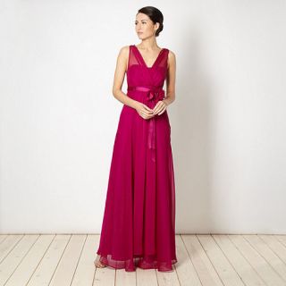 Debut Dark pink sheer corsage maxi dress