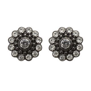 Pilgrim Dark grey diamante flower stud earrings