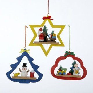 Wooden Old World Santa, Snowman & Tree Ornaments   Decorative Hanging Ornaments