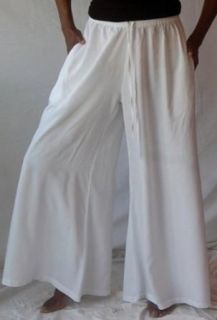 Lotustraders Palazzo Pant Split Skirt Gaucho Elastic Waist OS L 2X White X182S World Apparel Clothing