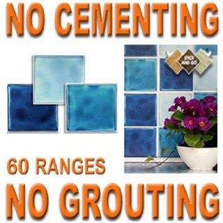 BLUE MIX Box of 18 tiles 4x4 SOLID PEEL & STICK ON TILES apply over tiles or onto the wall    Decorative Tiles