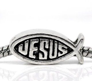 Pro Jewelry "Jesus Fish" Charm Bead for Snake Chain Charm Bracelets Bead Charms Jewelry
