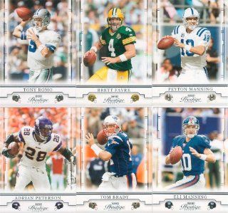 2008 Playoff Prestige Football Series Complete Mint 100 Card Basic Hand Collated Set. Loaded with Stars Including Adrian Peterson, Tony Romo, Reggie Bush, Ben Roethlisberger, Brett Favre, Peyton Manning, Tom Brady, Ladainian Tomlinson, Vince Young, Philip 