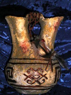 ANASAZI ANCIENT ONES NATIVE AMERICAN INDIAN RITUAL SHAMAN BLESSING SPIRIT PETROGLYPH PRIMITIVE DECOR LARGE DUAL SPOUT STORAGE JUG, Ancient Pueblo Anastasi Mystic Spirit Vision Relic Gallery Style Decorative Pottery  Other Products  