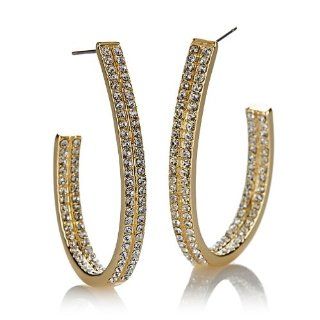 Real Collectibles by Adrienne® Jeweled Inside Outside Oval Hoop Earrings Jewelry