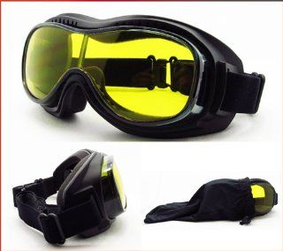 Motorcycle Goggles Fit Over Glasses Yellow Polycarbonate Lens for Men and Women with XXLarge Microfiber Cleaning Case Bomber Fit Over Goggles Automotive