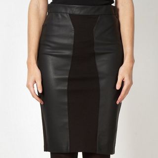 Star by Julien Macdonald Designer black faux leather panelled skirt
