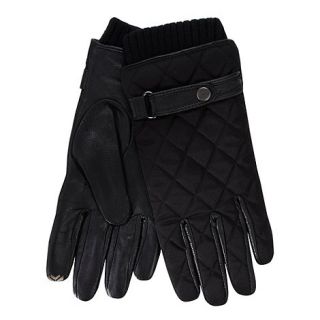 Isotoner Black quilted touch screen leather gloves