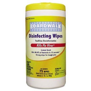 Boardwalk 355 W75 Disinfecting Wipes, 8 x 7, Lemon Scent, 75/Canister (Case of 6)