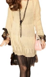 Knitted Sweater Princess Gauze Lace Placed Sweater Dress Cardigan Sweaters