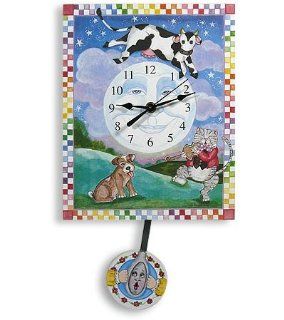Hey Diddle Diddle, Cow Jumped Over the Moon Pendulum Clock   Nursery Wall Decor