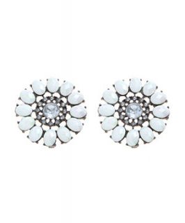 Limited White Flower Stone Stud Earrings