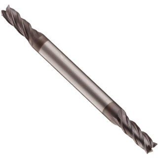 Niagara Cutter 89130 High Speed Steel (HSS) Square Nose End Mill, Double End, Inch, TiCN Finish, Roughing and Finishing Cut, Non Center Cutting, 35 Degree Helix, 4 Flutes, 2.25" Overall Length, 0.125" Cutting Diameter, 0.188" Shank Diameter