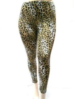 YUMMY PLUS YP 1194 Leggings LIGHT BROWN CHEETAH WOMENS PLUS Size SKINNY LEG 1X   2X   3X Made in U.S.A (1X)