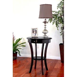 Winsome Wood Round Table with Drawer and Shelf, Black   End Tables