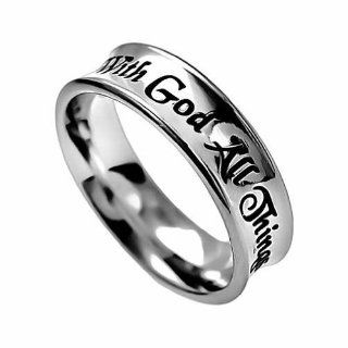 Christian Women's Stainless Steel Absitnence "With God All Things Are Possible" Matthew 1926 Comfort Fit 6mm Chastity Ring for Girls   Girls Purity Ring Sports & Outdoors