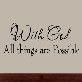 With God All Things Are Possible Faith Wall Decals Religious Quotes Family Scripture Home Decor Christian Vinyl Wall Art  