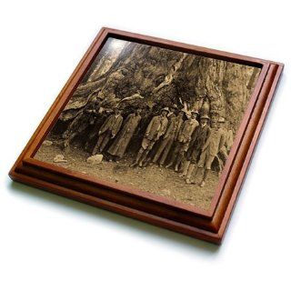 trv_16240_1 Scenes from the Past Stereoviews   Teddy Roosevelt and John Muir Beneath a Redwood Tree Sepia   Trivets   8x8 Trivet with 6x6 ceramic tile Kitchen & Dining
