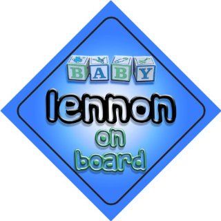 Baby Boy Lennon on board novelty car sign gift / present for new child / newborn baby  Child Safety Car Seat Accessories  Baby