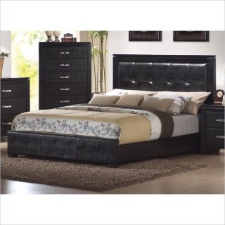 Coaster Dylan Upholstered Low Profile Bed 3 Piece Bedroom Set in Black   201401X 3PcBedroom PKG