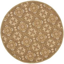 Hand hooked Chelsea Harmony Brown Wool Rug (8' Round) Safavieh Round/Oval/Square