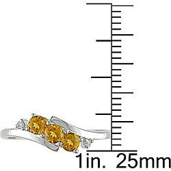 Miadora 10k White Gold Citrine and Diamond Curved Ring Miadora Gemstone Rings